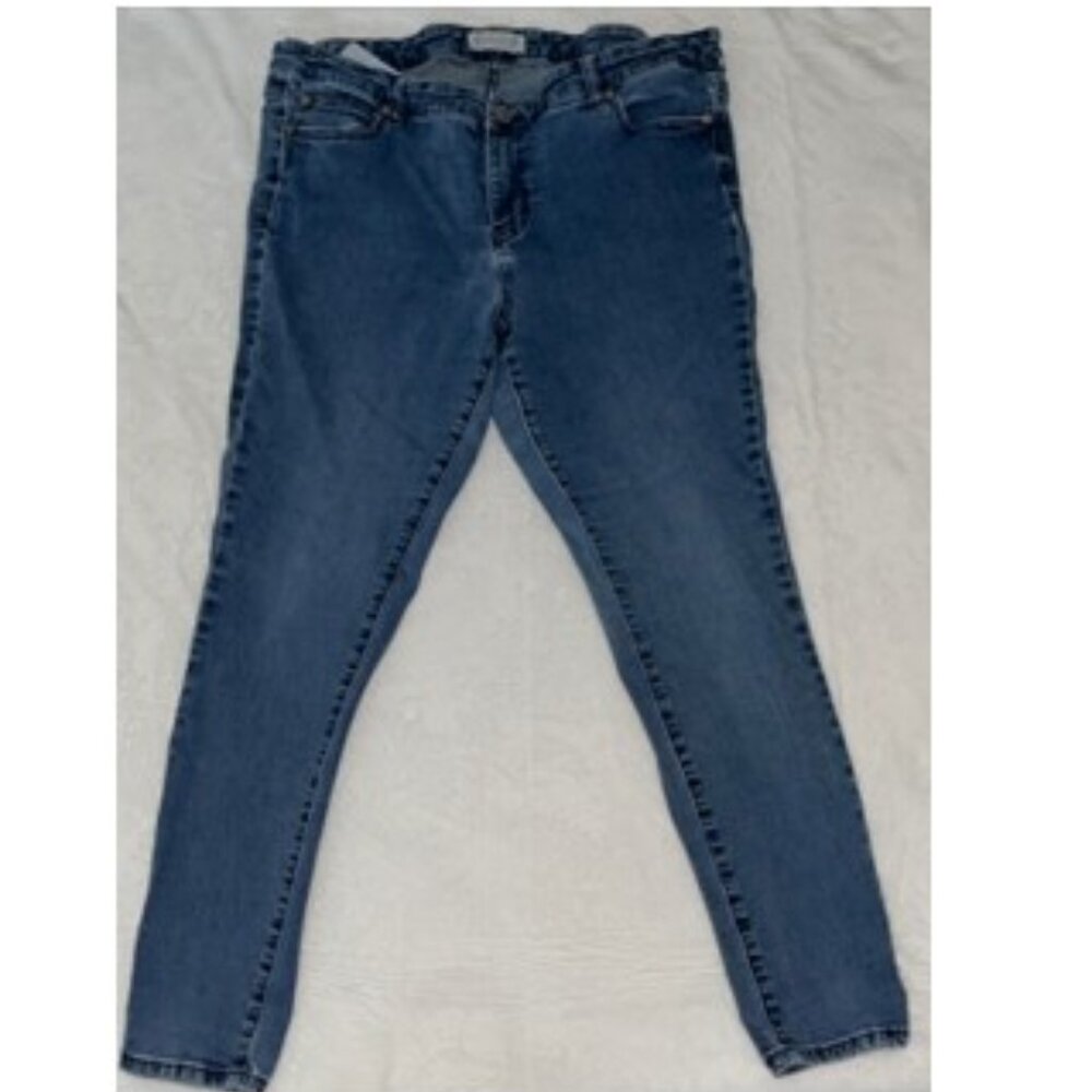 Eloquii Jeans Women 34x27 Skinny Leg Blue Denim Fit Pocket Button Zipper